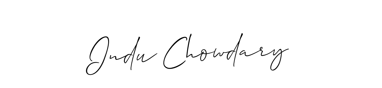 if you are searching for the best signature style for your name Indu Chowdary. so please give up your signature search. here we have designed multiple signature styles  using Allison_Script. Indu Chowdary signature style 2 images and pictures png