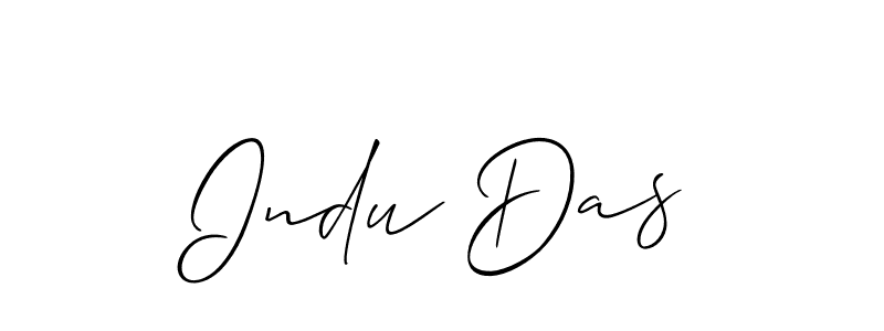 Also we have Indu Das name is the best signature style. Create professional handwritten signature collection using Allison_Script autograph style. Indu Das signature style 2 images and pictures png