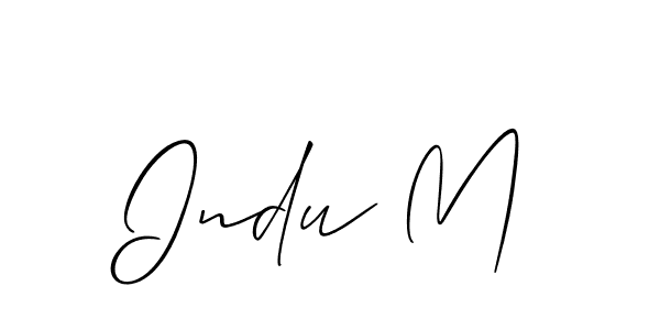 Make a beautiful signature design for name Indu M. With this signature (Allison_Script) style, you can create a handwritten signature for free. Indu M signature style 2 images and pictures png