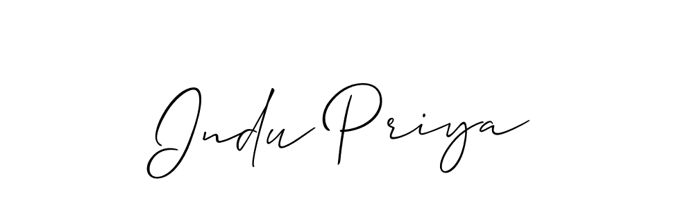 if you are searching for the best signature style for your name Indu Priya. so please give up your signature search. here we have designed multiple signature styles  using Allison_Script. Indu Priya signature style 2 images and pictures png