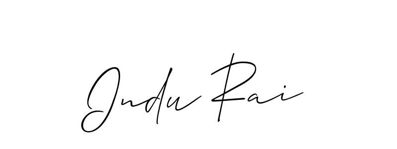 Make a beautiful signature design for name Indu Rai. With this signature (Allison_Script) style, you can create a handwritten signature for free. Indu Rai signature style 2 images and pictures png