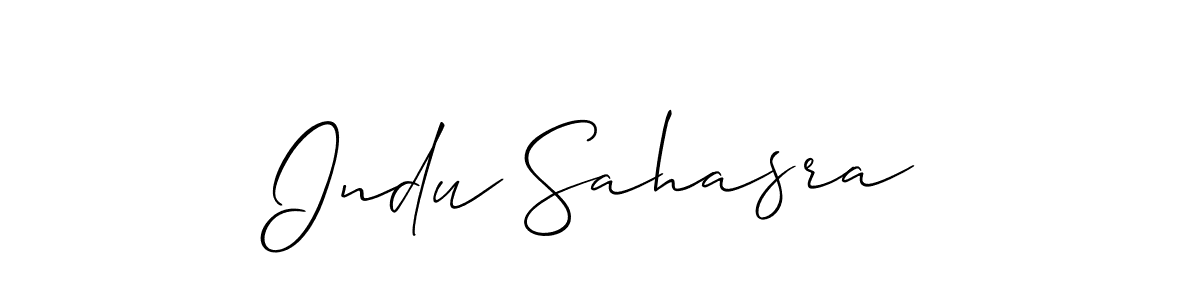 Allison_Script is a professional signature style that is perfect for those who want to add a touch of class to their signature. It is also a great choice for those who want to make their signature more unique. Get Indu Sahasra name to fancy signature for free. Indu Sahasra signature style 2 images and pictures png