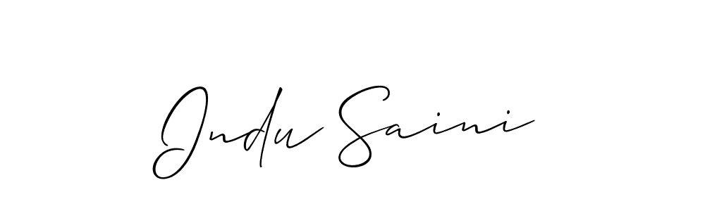 Create a beautiful signature design for name Indu Saini. With this signature (Allison_Script) fonts, you can make a handwritten signature for free. Indu Saini signature style 2 images and pictures png