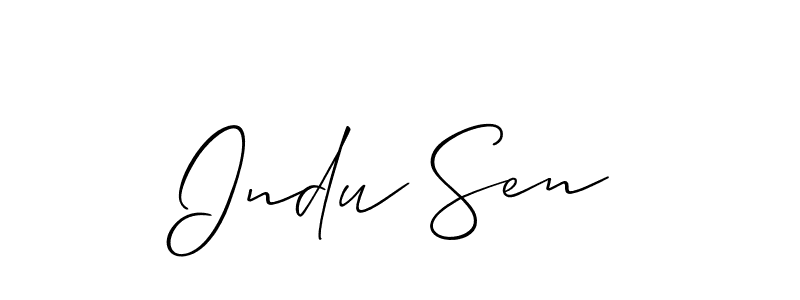The best way (Allison_Script) to make a short signature is to pick only two or three words in your name. The name Indu Sen include a total of six letters. For converting this name. Indu Sen signature style 2 images and pictures png