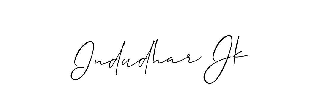 Design your own signature with our free online signature maker. With this signature software, you can create a handwritten (Allison_Script) signature for name Indudhar Jk. Indudhar Jk signature style 2 images and pictures png