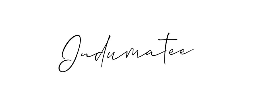 The best way (Allison_Script) to make a short signature is to pick only two or three words in your name. The name Indumatee include a total of six letters. For converting this name. Indumatee signature style 2 images and pictures png