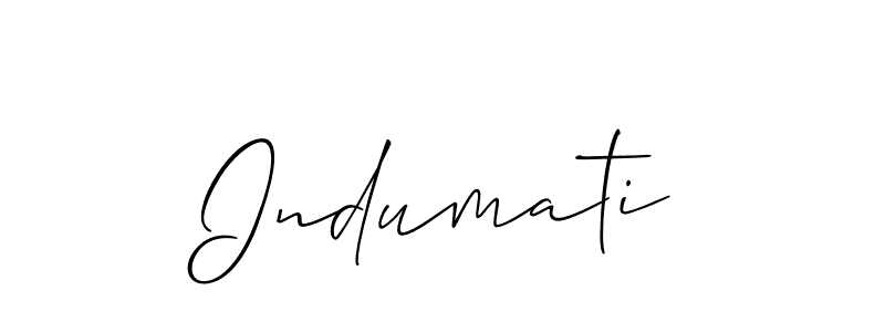 Also we have Indumati name is the best signature style. Create professional handwritten signature collection using Allison_Script autograph style. Indumati signature style 2 images and pictures png