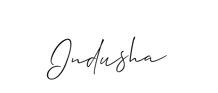 Use a signature maker to create a handwritten signature online. With this signature software, you can design (Allison_Script) your own signature for name Indusha. Indusha signature style 2 images and pictures png