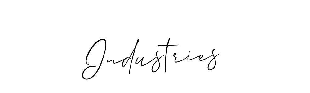 The best way (Allison_Script) to make a short signature is to pick only two or three words in your name. The name Industries include a total of six letters. For converting this name. Industries signature style 2 images and pictures png