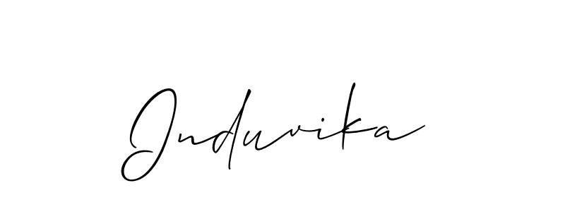 Use a signature maker to create a handwritten signature online. With this signature software, you can design (Allison_Script) your own signature for name Induvika. Induvika signature style 2 images and pictures png