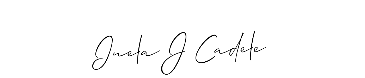 Use a signature maker to create a handwritten signature online. With this signature software, you can design (Allison_Script) your own signature for name Inela J Cadele. Inela J Cadele signature style 2 images and pictures png
