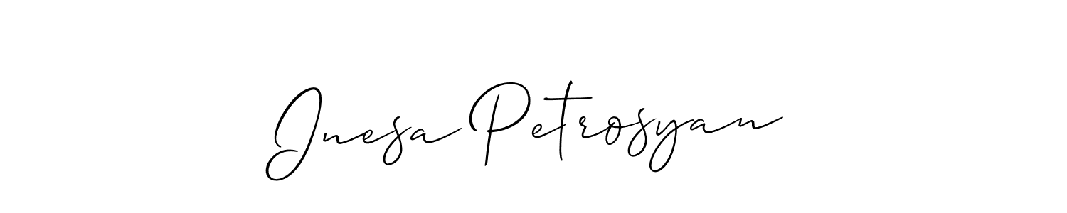 The best way (Allison_Script) to make a short signature is to pick only two or three words in your name. The name Inesa Petrosyan include a total of six letters. For converting this name. Inesa Petrosyan signature style 2 images and pictures png