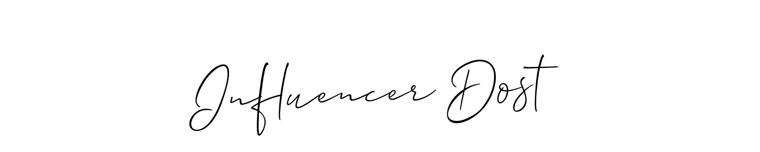 Create a beautiful signature design for name Influencer Dost. With this signature (Allison_Script) fonts, you can make a handwritten signature for free. Influencer Dost signature style 2 images and pictures png