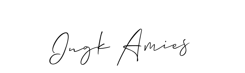 The best way (Allison_Script) to make a short signature is to pick only two or three words in your name. The name Ingk Amies include a total of six letters. For converting this name. Ingk Amies signature style 2 images and pictures png