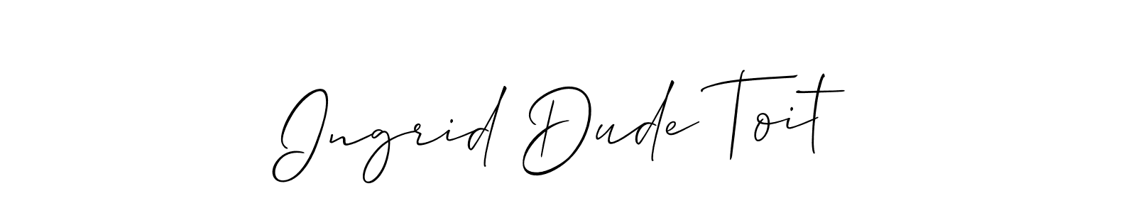 Use a signature maker to create a handwritten signature online. With this signature software, you can design (Allison_Script) your own signature for name Ingrid Dude Toit. Ingrid Dude Toit signature style 2 images and pictures png