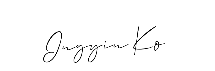The best way (Allison_Script) to make a short signature is to pick only two or three words in your name. The name Ingyin Ko include a total of six letters. For converting this name. Ingyin Ko signature style 2 images and pictures png