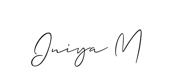 Create a beautiful signature design for name Iniya M. With this signature (Allison_Script) fonts, you can make a handwritten signature for free. Iniya M signature style 2 images and pictures png