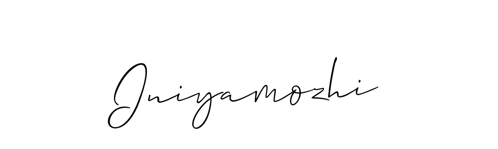 if you are searching for the best signature style for your name Iniyamozhi. so please give up your signature search. here we have designed multiple signature styles  using Allison_Script. Iniyamozhi signature style 2 images and pictures png