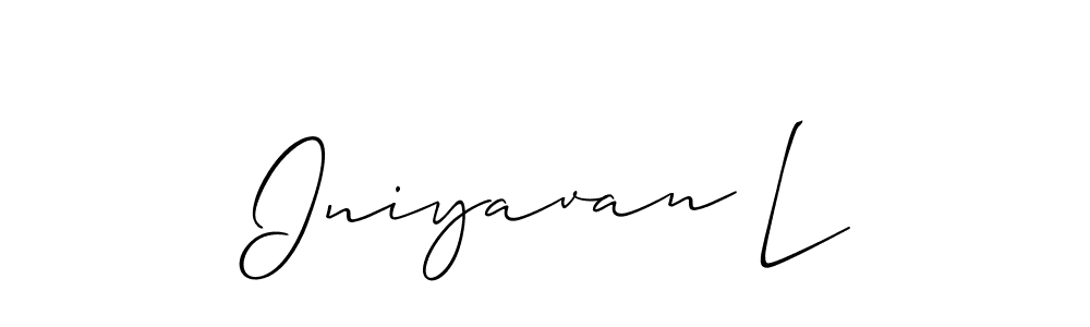 if you are searching for the best signature style for your name Iniyavan L. so please give up your signature search. here we have designed multiple signature styles  using Allison_Script. Iniyavan L signature style 2 images and pictures png