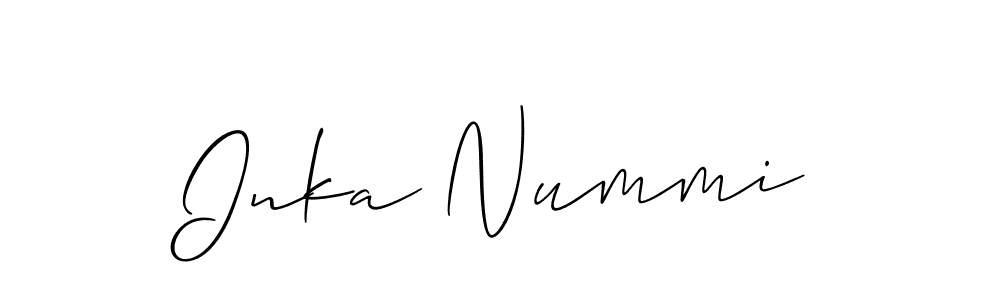 Also You can easily find your signature by using the search form. We will create Inka Nummi name handwritten signature images for you free of cost using Allison_Script sign style. Inka Nummi signature style 2 images and pictures png