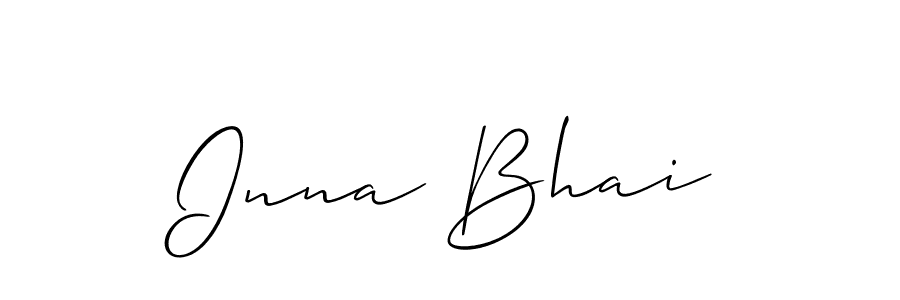 Also You can easily find your signature by using the search form. We will create Inna Bhai name handwritten signature images for you free of cost using Allison_Script sign style. Inna Bhai signature style 2 images and pictures png