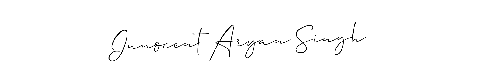 if you are searching for the best signature style for your name Innocent Aryan Singh. so please give up your signature search. here we have designed multiple signature styles  using Allison_Script. Innocent Aryan Singh signature style 2 images and pictures png