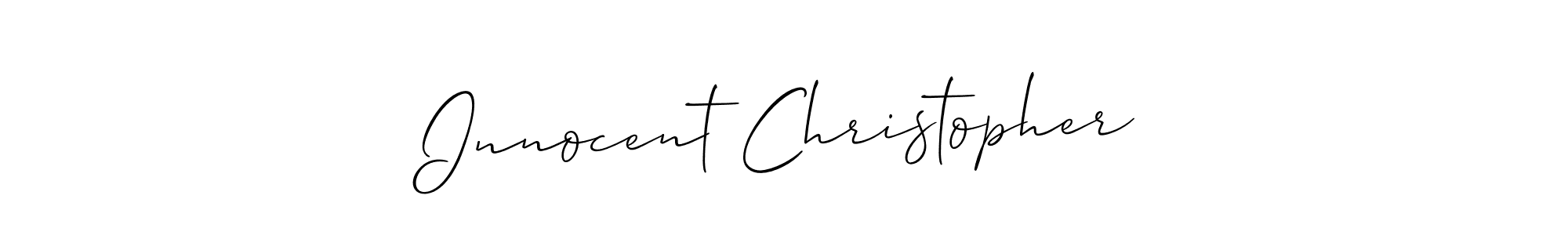 How to make Innocent Christopher name signature. Use Allison_Script style for creating short signs online. This is the latest handwritten sign. Innocent Christopher signature style 2 images and pictures png