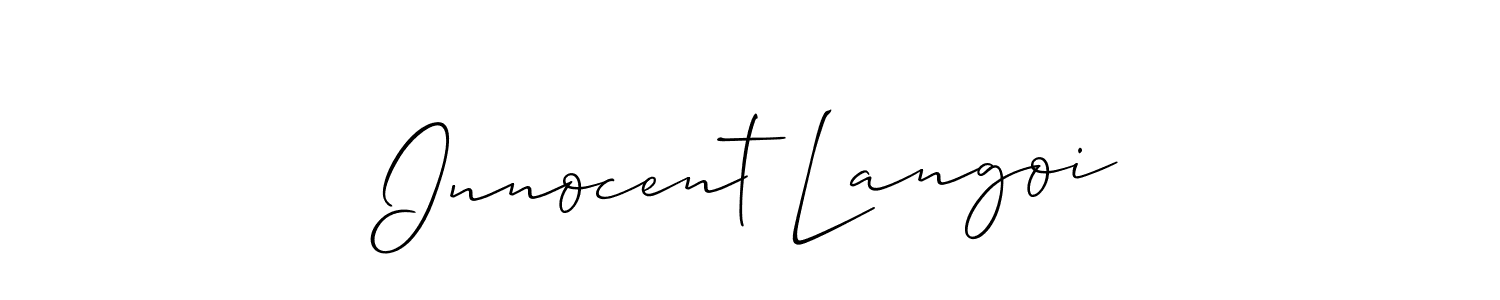 Use a signature maker to create a handwritten signature online. With this signature software, you can design (Allison_Script) your own signature for name Innocent Langoi. Innocent Langoi signature style 2 images and pictures png