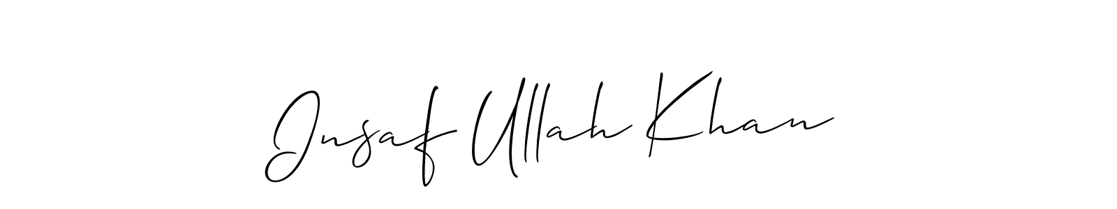 It looks lik you need a new signature style for name Insaf Ullah Khan. Design unique handwritten (Allison_Script) signature with our free signature maker in just a few clicks. Insaf Ullah Khan signature style 2 images and pictures png