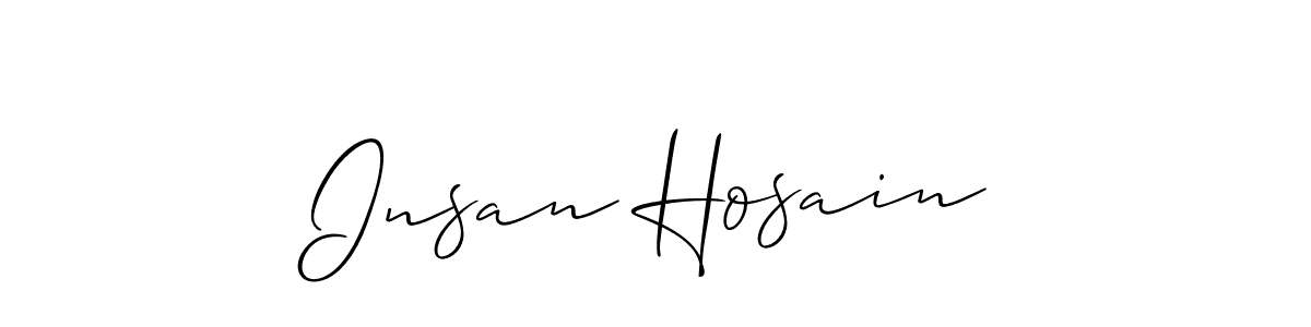 The best way (Allison_Script) to make a short signature is to pick only two or three words in your name. The name Insan Hosain include a total of six letters. For converting this name. Insan Hosain signature style 2 images and pictures png