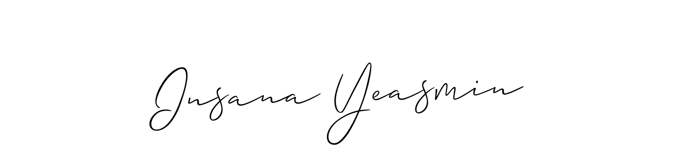 The best way (Allison_Script) to make a short signature is to pick only two or three words in your name. The name Insana Yeasmin include a total of six letters. For converting this name. Insana Yeasmin signature style 2 images and pictures png