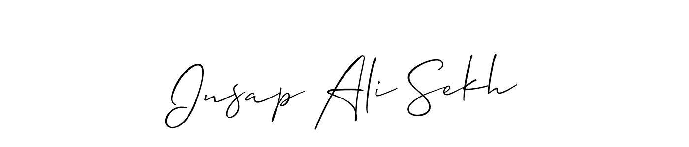 Create a beautiful signature design for name Insap Ali Sekh. With this signature (Allison_Script) fonts, you can make a handwritten signature for free. Insap Ali Sekh signature style 2 images and pictures png
