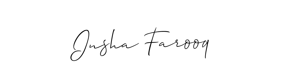 Also we have Insha Farooq name is the best signature style. Create professional handwritten signature collection using Allison_Script autograph style. Insha Farooq signature style 2 images and pictures png
