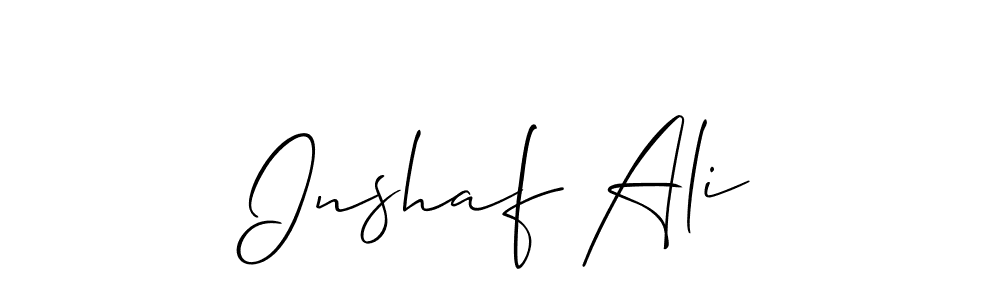 Make a beautiful signature design for name Inshaf Ali. With this signature (Allison_Script) style, you can create a handwritten signature for free. Inshaf Ali signature style 2 images and pictures png