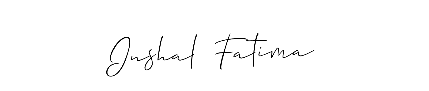 Also You can easily find your signature by using the search form. We will create Inshal  Fatima name handwritten signature images for you free of cost using Allison_Script sign style. Inshal  Fatima signature style 2 images and pictures png