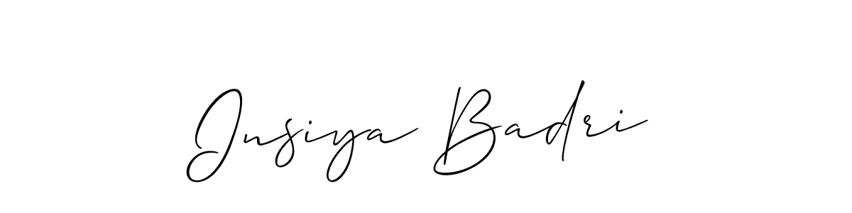 Use a signature maker to create a handwritten signature online. With this signature software, you can design (Allison_Script) your own signature for name Insiya Badri. Insiya Badri signature style 2 images and pictures png