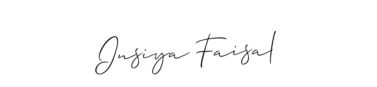 Make a short Insiya Faisal signature style. Manage your documents anywhere anytime using Allison_Script. Create and add eSignatures, submit forms, share and send files easily. Insiya Faisal signature style 2 images and pictures png