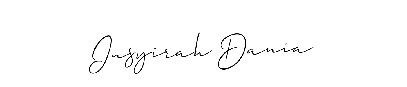 Create a beautiful signature design for name Insyirah Dania. With this signature (Allison_Script) fonts, you can make a handwritten signature for free. Insyirah Dania signature style 2 images and pictures png
