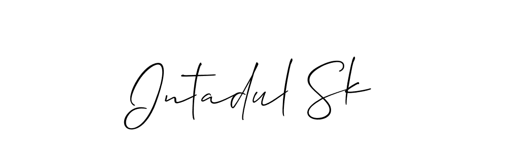 How to make Intadul Sk name signature. Use Allison_Script style for creating short signs online. This is the latest handwritten sign. Intadul Sk signature style 2 images and pictures png