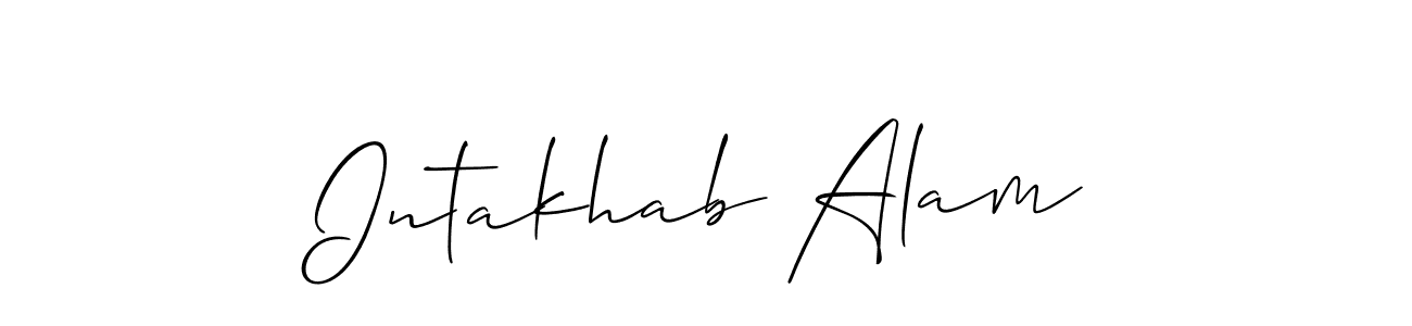 Also You can easily find your signature by using the search form. We will create Intakhab Alam name handwritten signature images for you free of cost using Allison_Script sign style. Intakhab Alam signature style 2 images and pictures png