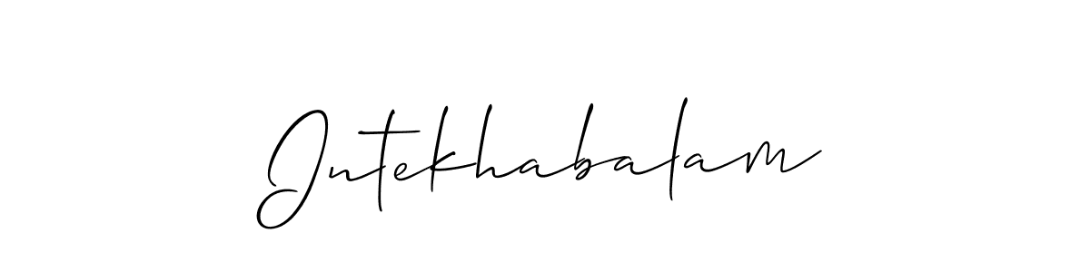 The best way (Allison_Script) to make a short signature is to pick only two or three words in your name. The name Intekhabalam include a total of six letters. For converting this name. Intekhabalam signature style 2 images and pictures png
