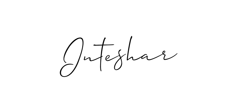Use a signature maker to create a handwritten signature online. With this signature software, you can design (Allison_Script) your own signature for name Inteshar. Inteshar signature style 2 images and pictures png