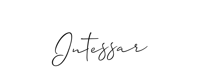 The best way (Allison_Script) to make a short signature is to pick only two or three words in your name. The name Intessar include a total of six letters. For converting this name. Intessar signature style 2 images and pictures png