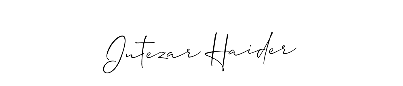 Intezar Haider stylish signature style. Best Handwritten Sign (Allison_Script) for my name. Handwritten Signature Collection Ideas for my name Intezar Haider. Intezar Haider signature style 2 images and pictures png