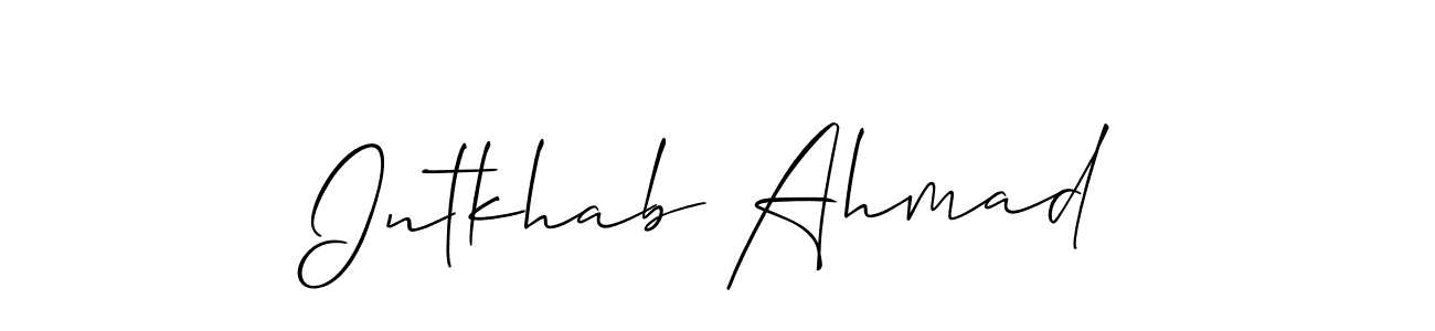 Create a beautiful signature design for name Intkhab Ahmad. With this signature (Allison_Script) fonts, you can make a handwritten signature for free. Intkhab Ahmad signature style 2 images and pictures png