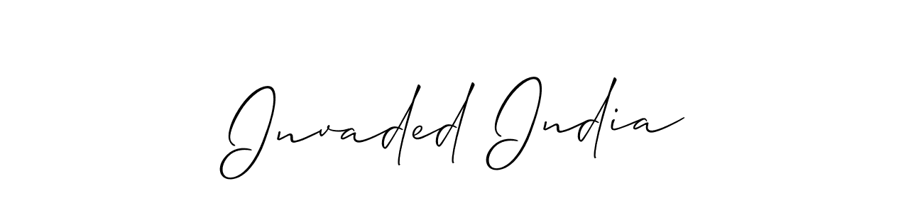 The best way (Allison_Script) to make a short signature is to pick only two or three words in your name. The name Invaded India include a total of six letters. For converting this name. Invaded India signature style 2 images and pictures png