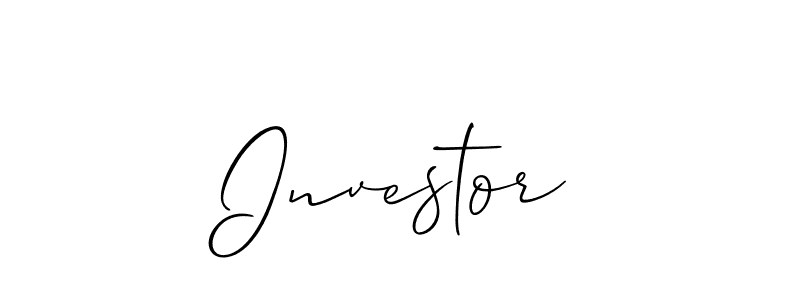 Use a signature maker to create a handwritten signature online. With this signature software, you can design (Allison_Script) your own signature for name Investor. Investor signature style 2 images and pictures png