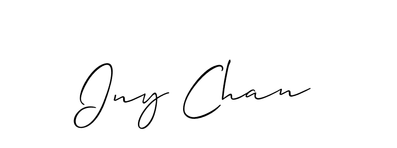 The best way (Allison_Script) to make a short signature is to pick only two or three words in your name. The name Iny Chan include a total of six letters. For converting this name. Iny Chan signature style 2 images and pictures png