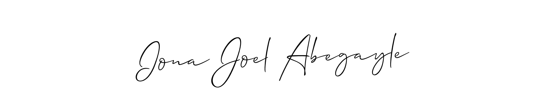 Also You can easily find your signature by using the search form. We will create Iona Joel Abegayle name handwritten signature images for you free of cost using Allison_Script sign style. Iona Joel Abegayle signature style 2 images and pictures png