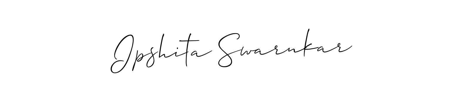 Make a short Ipshita Swarnkar signature style. Manage your documents anywhere anytime using Allison_Script. Create and add eSignatures, submit forms, share and send files easily. Ipshita Swarnkar signature style 2 images and pictures png